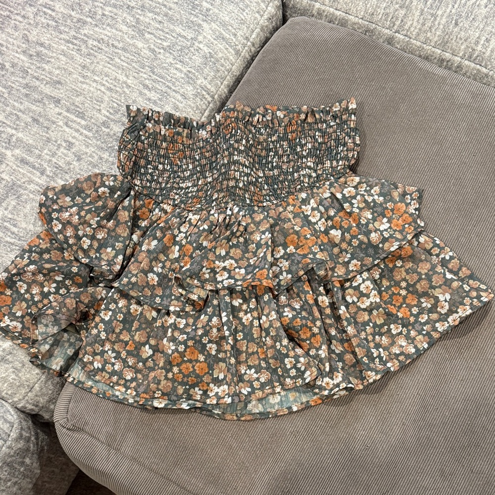 Altar'd State Floral A-Line Skirt - Black and Orange